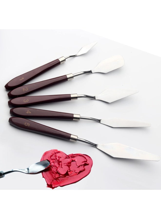 5 Piece Palette knifes Painting Knife Set Supplies for Oil, Acrylic Paint,Cake Decorating,Stainless Steel Pallet Knife Paint Knife Art  for Various Types of Painting,ColorMixing,Smearing ﻿ - Image 1